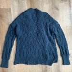 Free People  Navy Blue Cable Knit Button Cardigan Sweater Size S Boho Photo 4