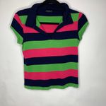 Girl Power Y2k Baby Tee Polo Stripe Pink Lime Green Blue Sz XS Photo 4