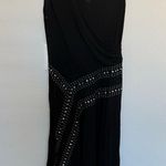 Tory Burch Asymmetrical Black Mirror Embellished Dress Studded Sleeveless Small Photo 2