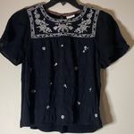 Knox Rose Women’s  Embroidered Black Top blouse gauzy size medium oversized Photo 0