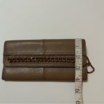B. Makowsky leather wallet, taupe with rose gold chain accent 8”x4” Tan Photo 11