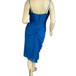 Adrianna Papell "PEACOCK" BLUE MESH NET GATHERED BEADED COCKTAIL DRESS NWT (12) Photo 3