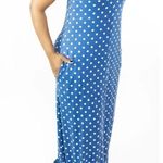 Polka dot blue and white maxi dress. Small. NWT Photo 1