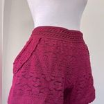 Justice Cranberry Colored Crochet Shorts Photo 0
