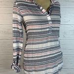 Columbia 'Brooks Lake' White Multicolor Striped Long Roll Up Sleeve Tunic XS Photo 6