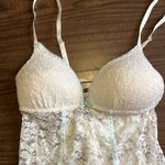 Linea Donatella NEW  Small White Blue Teddy W/ Thong NWT Lace Chemise Photo 1