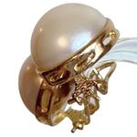 Faux Pearl Gold Tone Bold Statement Evening Casual Costume Earrings Photo 6