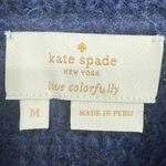 Kate Spade Leopard Print Mock Neck Fuzzy Alpaca Wool Sweater Navy Size Medium Blue Photo 1