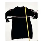 ZARA Floral Embroidered Sleeves Tie Knit Dress Sweater Black Women's Size Medium Photo 5
