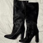 black high heel satin boots Size 8 Photo 0