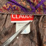 Vintage 90s Rayon Midi Skirt Taupe Purple Paisley Lattice Plaid Print High Waist Tan Size 12 Photo 6