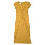 Velvet Golden Yellow Torch Long Fitted Dress Size Large NEW Photo 2