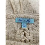 She & Sky Long Sleeve Lace Up Back Tunic Sweater Cream Women's Size Large Photo 3