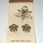 Bordeaux  Brand Vintage Satin Silver & Gold Tone Brooch Pendant & Earrings Set Photo 0