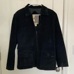 Vintage Middlebrook adult black leather zip jacket‎ padded shoulders — small Photo 0