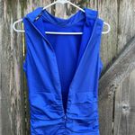 ZARA NWT  Ruched Stretch Poplin Cobalt Blue Dress Size Medium Photo 13