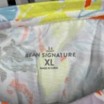 LL Bean Signature Tee XL Tropical Leaf Print Shirt Top Colorful Spring Summer Yellow Photo 5