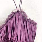 Badgley Mischka 100% Burgundy Embellished Bodice With Silk Shoulder Cover Dress Photo 9