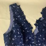 Vineyard Vines size 4 small Kentucky derby Blue lace overlay stripe dress sleeve Photo 7