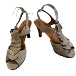 Paul Green  Lava T-strap Taupe Suede Ruffle Platform Heels Sandals Photo 4