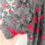 ZARA  Womens Whimsigoth Dark Sheer Embroidered Floral‎ Lace Midi Dress Size S Photo 3