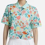 Nike Cropped Dri-Fit 2.0 Floral Pullover Polo Light Dew Blue Shirt Photo 0