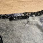 Nic+Zoe  Purple Black Printed Button Down Ruffle Cardigan Cotton Silk Size L Photo 3