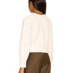 Line and Dot  White Ruched Crop Top SMALL Long Balloon Sleeves Plunging  $97 NEW Photo 1