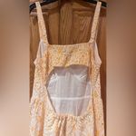 Loft Eyelet Open Back Woven Cotton Lined Maxi Dress in Yellow & White Sz 10 NEW Photo 9