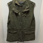 C’esttoi Women’s Vest Green Size Large 100% Cotton Full Zip Pockets Photo 0