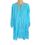 MELISSA ODABASH Ashley Turquoise Eyelet Detail Cotton Swim Cover Photo 4