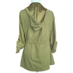 Milk and Honey Spring Green Jacket Long Hood Lightweight Mid Length Cinch Waist Size L Photo 1