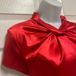 SheIn VCAY Red Twist Front Keyhole Back Satin Blouse Photo 4