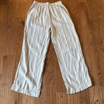 Briggs linen blend striped crochet pocket wide leg pant M Tan Size M Photo 9