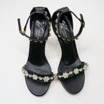 Christian Cowan Embellished Rhinestone Flower Black Designer Heels Size 7.5 Photo 4
