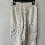 Altar'd State Small Beige Linen Blend Cargo Wide Leg Pants Elastic Waist Pockets Photo 3