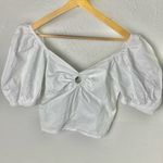 Sim & Sam ‎ White Puff Sleeve Crop Top size Medium Photo 1