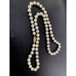 14K Gold Clasp 7MM Individually Knotted Real Creamy Pearl Strand 21” Necklace White Photo 7