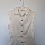 Abercrombie & Fitch Women's Abercrombie Collared Denim Shift Mini Dress Button Up Small Cream Photo 3