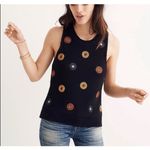 Madewell Navy Blue Sleeveless Knit Sweater Vest Embroidered Floral Size XXS Photo 0
