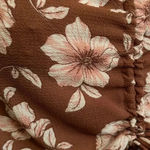 Monteau Brown Floral Ruched Crop Top With Pink Flowers Photo 5