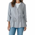 Magaschoni  100% Linen Gray Button-Down Adjustable Waist Women's Blouse Top Photo 0