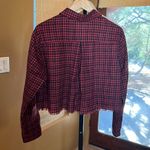 HYFVE  Frayed Hem Flannel Crop Red Plaid Shirt Size Medium Photo 8