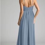 Azazie  Dusty Blue A-Line Pleated Chiffon Dress Photo 1