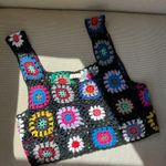 Illa Illa  Black Flower Crochet Crop Top Photo 0