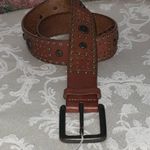 Fossil  Leather Western Boho Brown Belt Antique Gold Studs Detail Small Photo 13