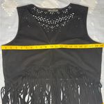 Idyllwind  Black Sleeveless Fringe Top Western Style Size Medium Photo 11