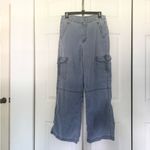 American Eagle Stretch Super High Rise Baggy Wide Leg Cargo Pants Grey Size 6 Photo 1