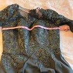 NWOT black formal dress 3/4 sleeve floral lace appliqué with beads size 16 Photo 6