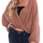 FAVLUX ‎ Tan Wrap Blouse Size Small “oversize “ Photo 0